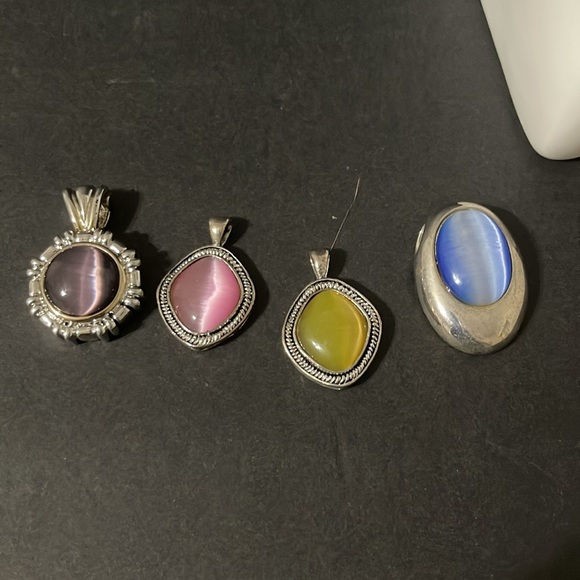 SILVER FOXTAIL CHAIN WITH 4 PENDANTS BUNDLE - Picture 8 of 11